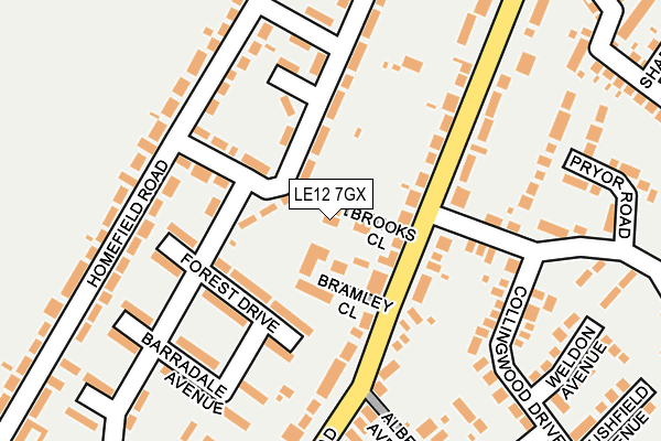 LE12 7GX map - OS OpenMap – Local (Ordnance Survey)