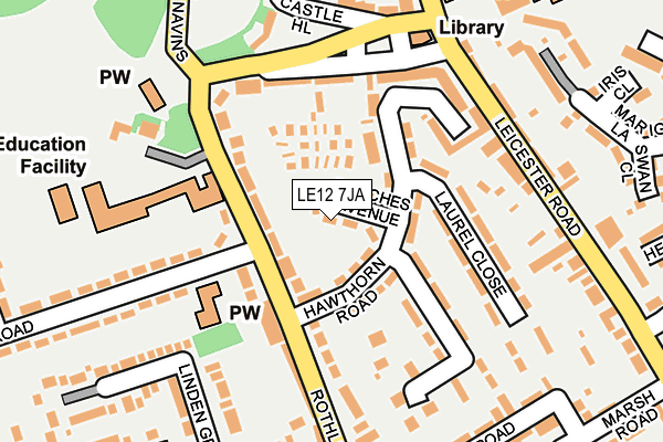 LE12 7JA map - OS OpenMap – Local (Ordnance Survey)