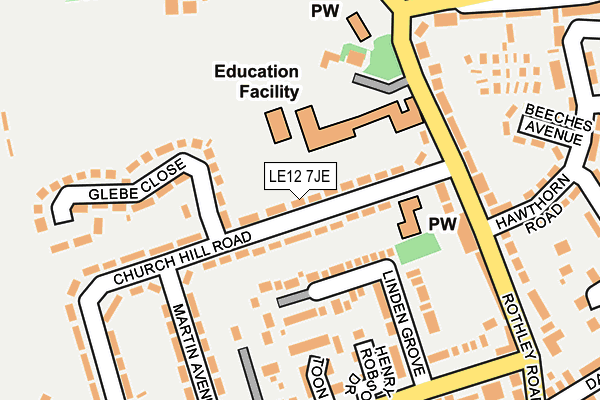 LE12 7JE map - OS OpenMap – Local (Ordnance Survey)