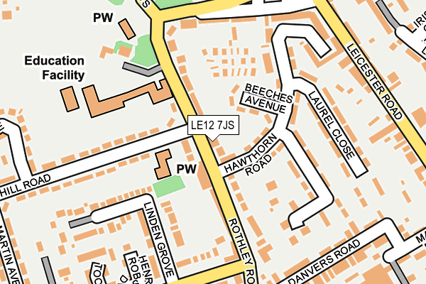 LE12 7JS map - OS OpenMap – Local (Ordnance Survey)
