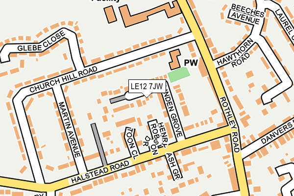 LE12 7JW map - OS OpenMap – Local (Ordnance Survey)