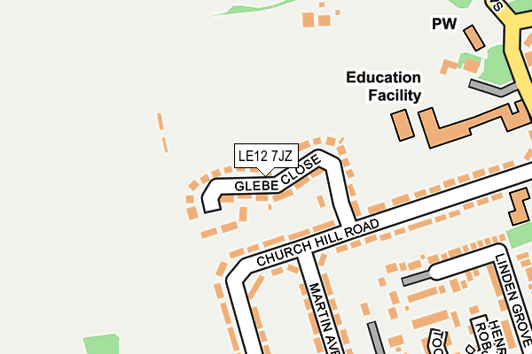 LE12 7JZ map - OS OpenMap – Local (Ordnance Survey)