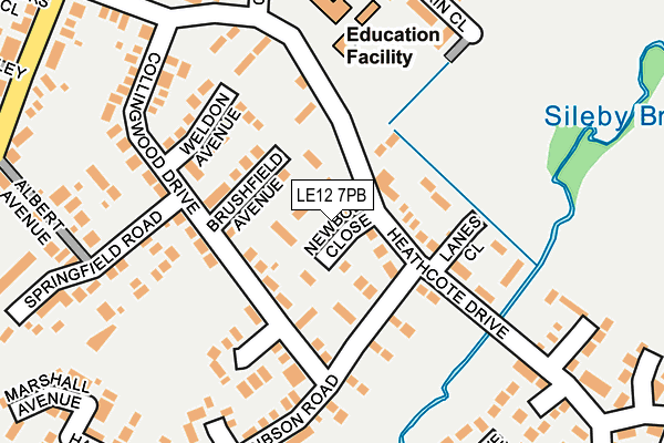 LE12 7PB map - OS OpenMap – Local (Ordnance Survey)