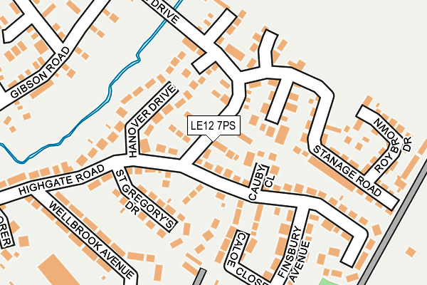 LE12 7PS map - OS OpenMap – Local (Ordnance Survey)