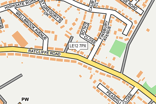 LE12 7PX map - OS OpenMap – Local (Ordnance Survey)