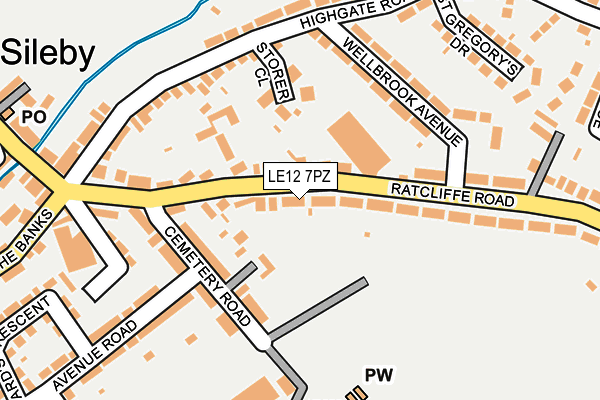 LE12 7PZ map - OS OpenMap – Local (Ordnance Survey)