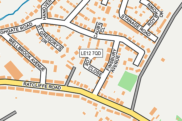 LE12 7QD map - OS OpenMap – Local (Ordnance Survey)