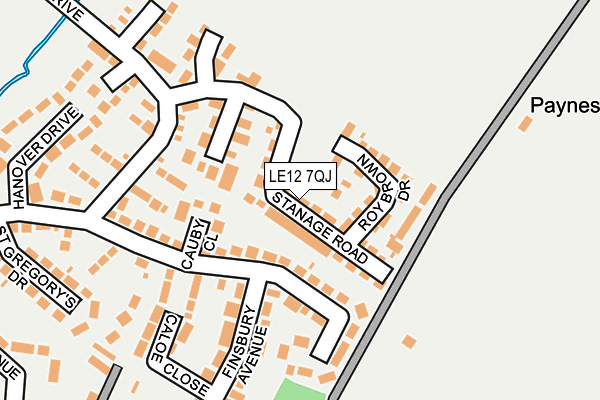 LE12 7QJ map - OS OpenMap – Local (Ordnance Survey)