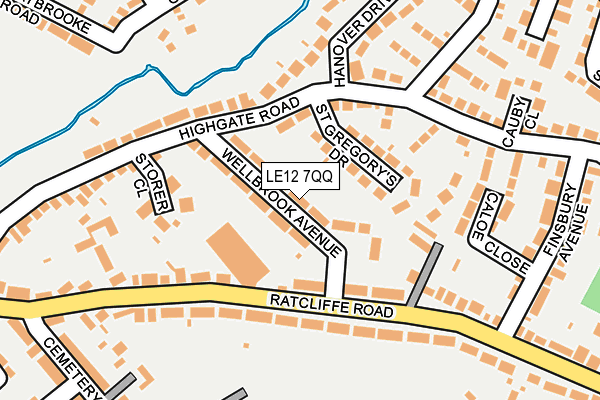 LE12 7QQ map - OS OpenMap – Local (Ordnance Survey)