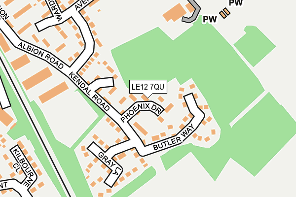 LE12 7QU map - OS OpenMap – Local (Ordnance Survey)