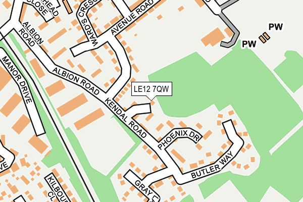 LE12 7QW map - OS OpenMap – Local (Ordnance Survey)