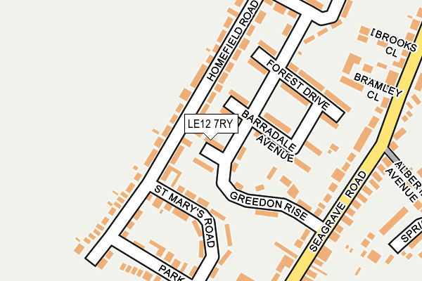 LE12 7RY map - OS OpenMap – Local (Ordnance Survey)
