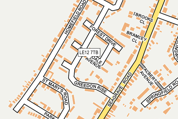 LE12 7TB map - OS OpenMap – Local (Ordnance Survey)
