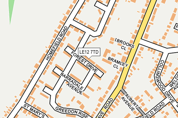 LE12 7TD map - OS OpenMap – Local (Ordnance Survey)