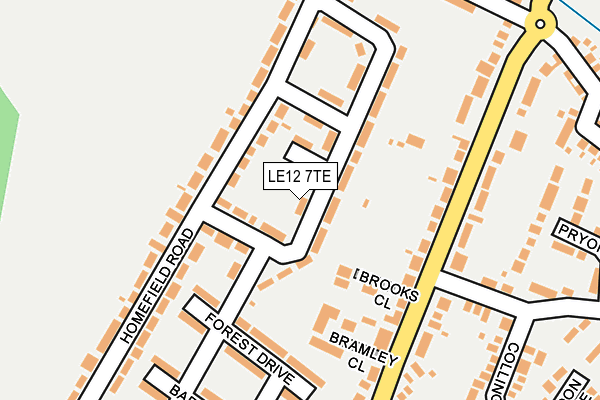 LE12 7TE map - OS OpenMap – Local (Ordnance Survey)