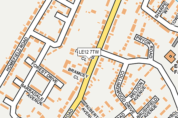 LE12 7TW map - OS OpenMap – Local (Ordnance Survey)