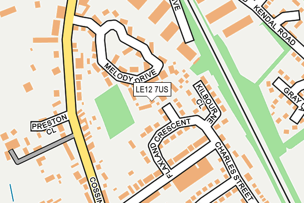 LE12 7US map - OS OpenMap – Local (Ordnance Survey)