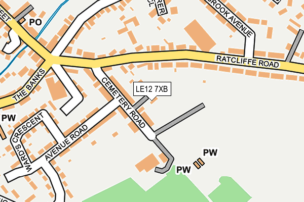 LE12 7XB map - OS OpenMap – Local (Ordnance Survey)