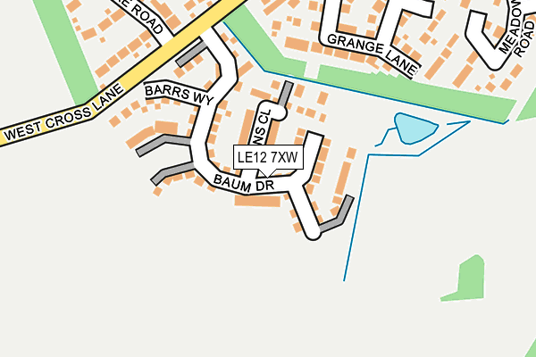 LE12 7XW map - OS OpenMap – Local (Ordnance Survey)