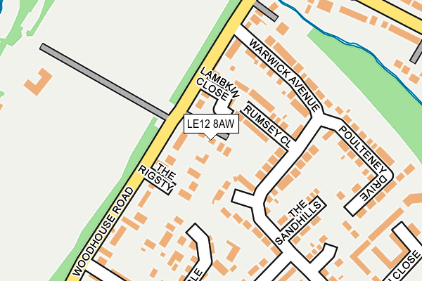 LE12 8AW map - OS OpenMap – Local (Ordnance Survey)