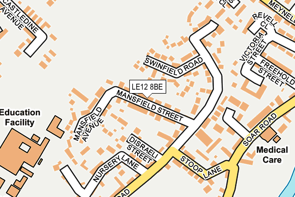LE12 8BE map - OS OpenMap – Local (Ordnance Survey)