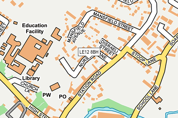 LE12 8BH map - OS OpenMap – Local (Ordnance Survey)