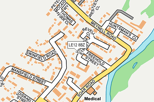 LE12 8BZ map - OS OpenMap – Local (Ordnance Survey)