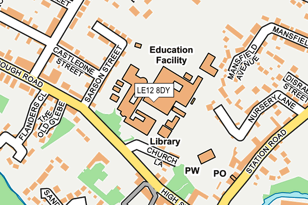 LE12 8DY map - OS OpenMap – Local (Ordnance Survey)