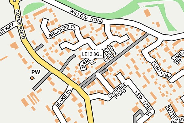 LE12 8GL map - OS OpenMap – Local (Ordnance Survey)