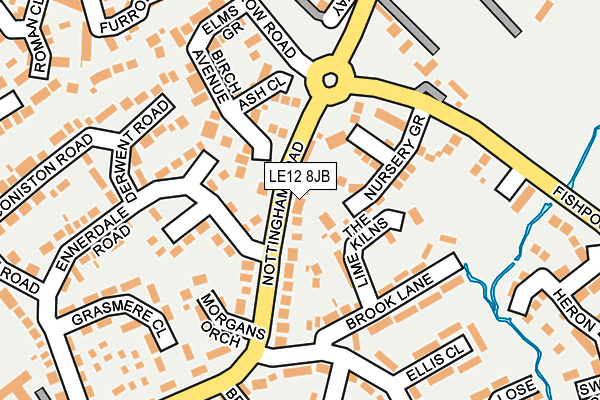 LE12 8JB map - OS OpenMap – Local (Ordnance Survey)