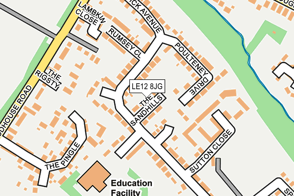 LE12 8JG map - OS OpenMap – Local (Ordnance Survey)