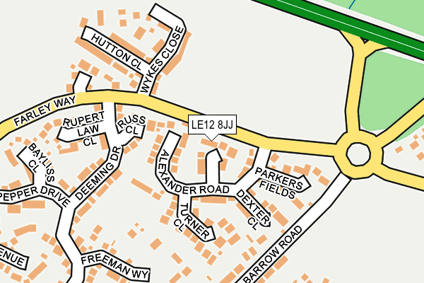 LE12 8JJ map - OS OpenMap – Local (Ordnance Survey)