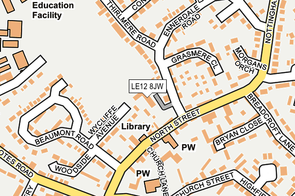 LE12 8JW map - OS OpenMap – Local (Ordnance Survey)