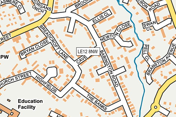 LE12 8NW map - OS OpenMap – Local (Ordnance Survey)