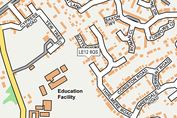 LE12 8QS map - OS OpenMap – Local (Ordnance Survey)