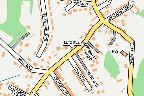 LE12 8QZ map - OS OpenMap – Local (Ordnance Survey)