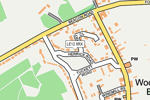 LE12 8RX map - OS OpenMap – Local (Ordnance Survey)