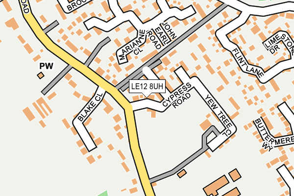 LE12 8UH map - OS OpenMap – Local (Ordnance Survey)