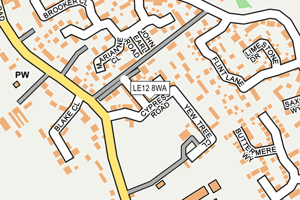 LE12 8WA map - OS OpenMap – Local (Ordnance Survey)