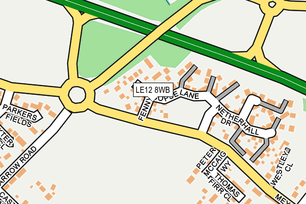 LE12 8WB map - OS OpenMap – Local (Ordnance Survey)