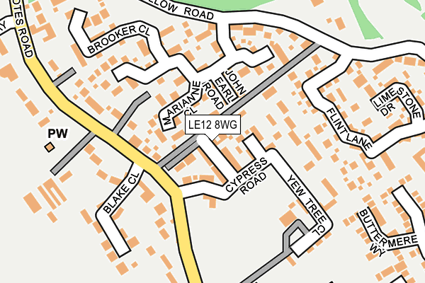 LE12 8WG map - OS OpenMap – Local (Ordnance Survey)