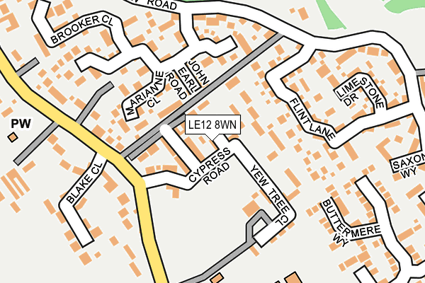 LE12 8WN map - OS OpenMap – Local (Ordnance Survey)