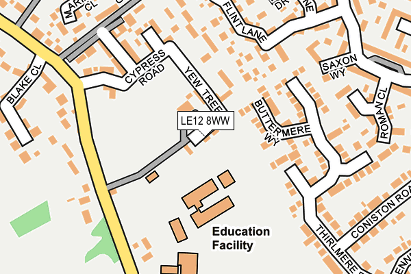 LE12 8WW map - OS OpenMap – Local (Ordnance Survey)