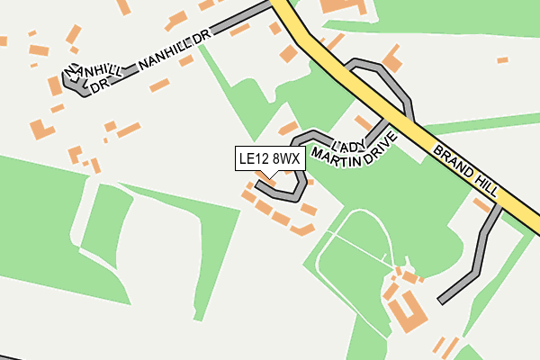 LE12 8WX map - OS OpenMap – Local (Ordnance Survey)