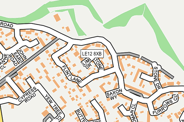 LE12 8XB map - OS OpenMap – Local (Ordnance Survey)