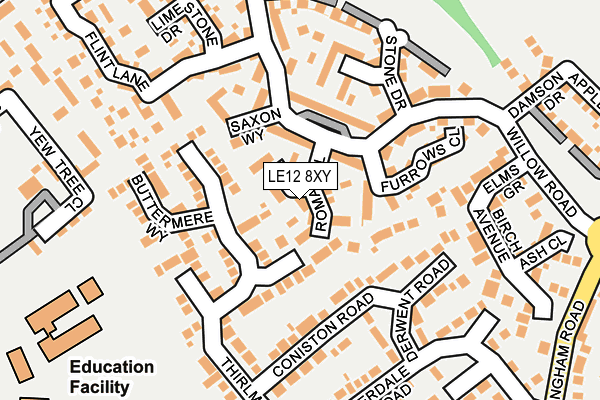 LE12 8XY map - OS OpenMap – Local (Ordnance Survey)