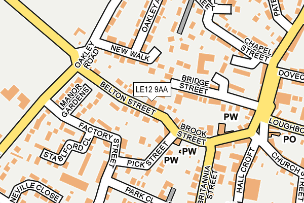 LE12 9AA map - OS OpenMap – Local (Ordnance Survey)