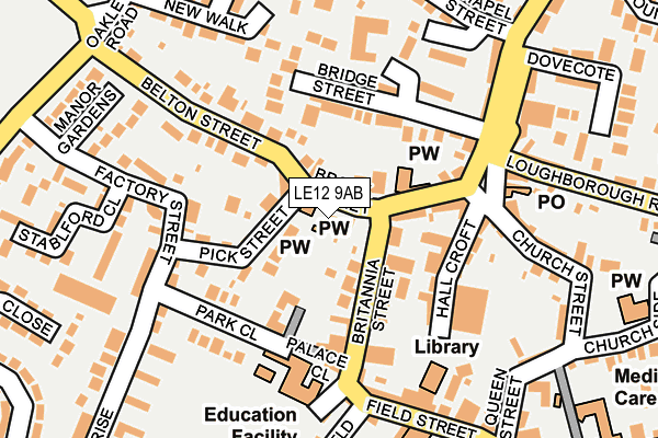LE12 9AB map - OS OpenMap – Local (Ordnance Survey)