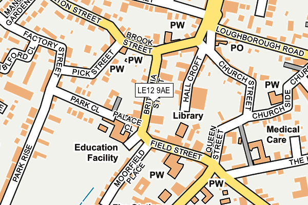 LE12 9AE map - OS OpenMap – Local (Ordnance Survey)