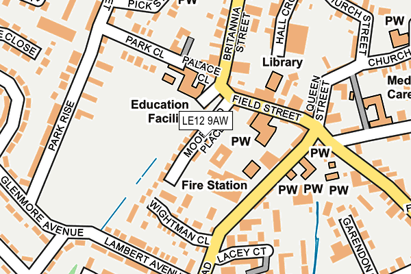 LE12 9AW map - OS OpenMap – Local (Ordnance Survey)